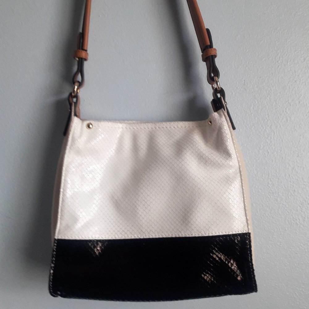 Sondra Roberts Squared Shoulder Bag White Black Multi-color Block Purse Handbag